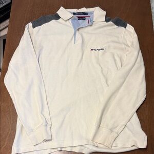 Tommy Hilfiger Cream and Gray Polo Shirt